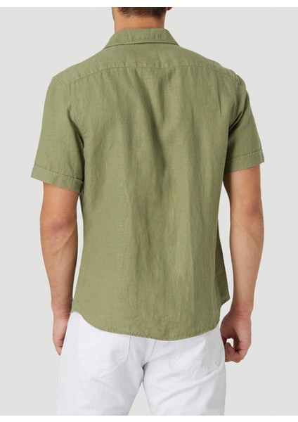 Standart Düğmeli Yaka Haki Erkek Gömlek Mr Short Sleeve modelleri