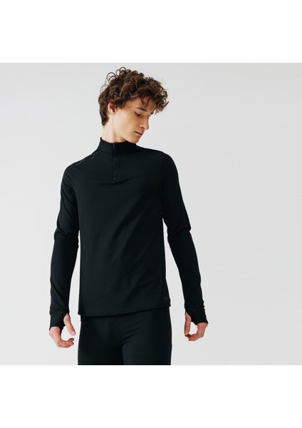 Kalenji Erkek Uzun Kollu Koşu Tişörtü - Siyah - Warm fırsatları