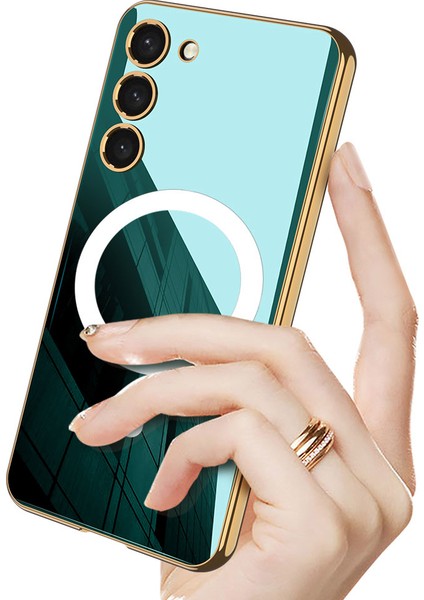 Galaxy S23 Kılıf Wireless Şarj Özellikli Kenarları Elektroplating Kaplama Aynalı Kapak (Kent) indirimleri