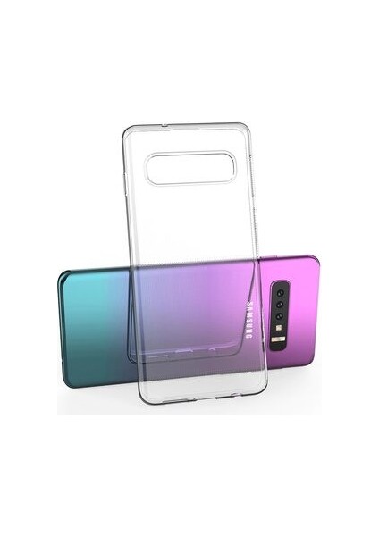 Samsung Galaxy S10 Plus ile Uyumlu Kılıf Şeffaf Kamera Korumalı Esnek Silikon Telefon Kılıfı Kapak