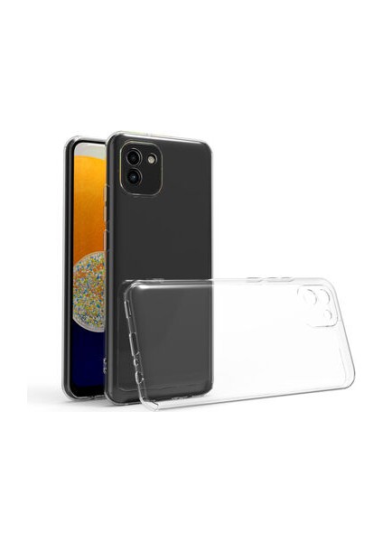 Samsung Galaxy A03 ile Uyumlu Kılıf Şeffaf Kamera Korumalı Esnek Silikon Telefon Kılıfı Kapak