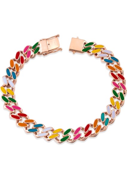 Mineli Gurmet Zincir Bileklik Maden Rengi Beyaz