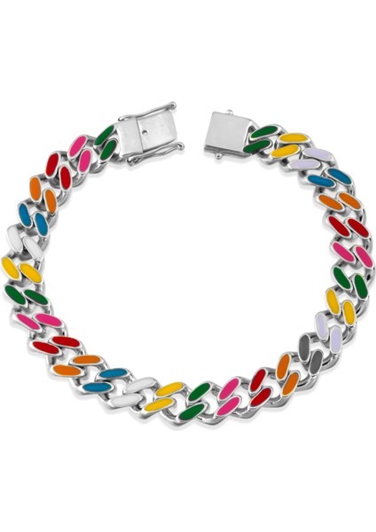 Mineli Gurmet Zincir Bileklik Maden Rengi Beyaz modelleri