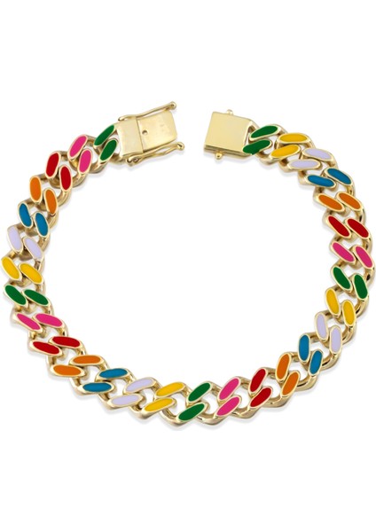 Mineli Gurmet Zincir Bileklik Maden Rengi Beyaz indirimleri