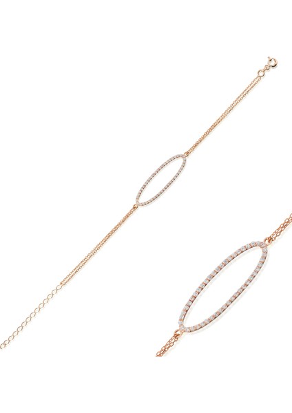 Oval Taşlı Bileklik Rose