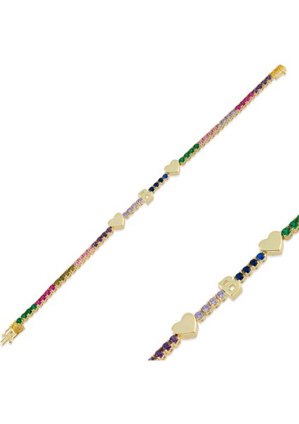 Kişiye Özel Renkli Suyolu Harf Bileklik Beyaz