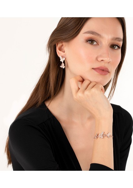 Taşlı Kelebek Desenli Bileklik Rose modelleri