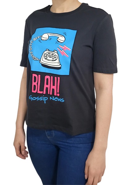 Oversize Minimalist Kadın T-Shirt - Yuvarlak Yaka Kısa Kol Günlük