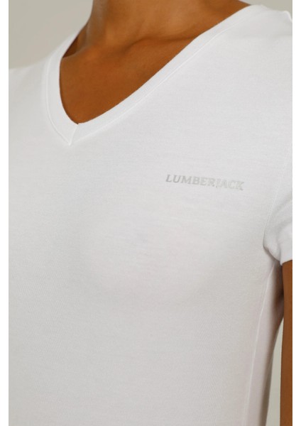 V Yaka Regular Fit Beyaz Kadın T-Shirt 2SCT1323FX fırsatları