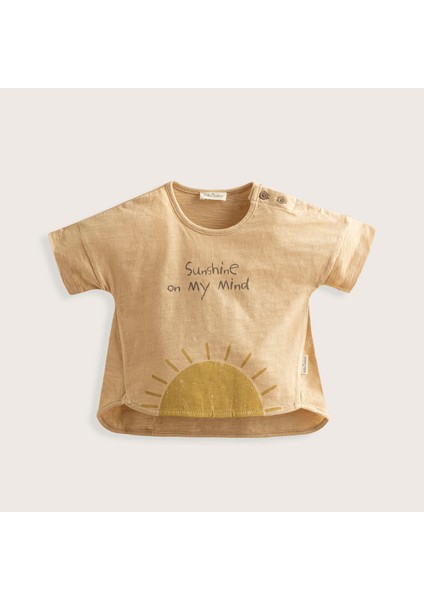 Golden Hour Güneş Baskılı Tshirt Krem