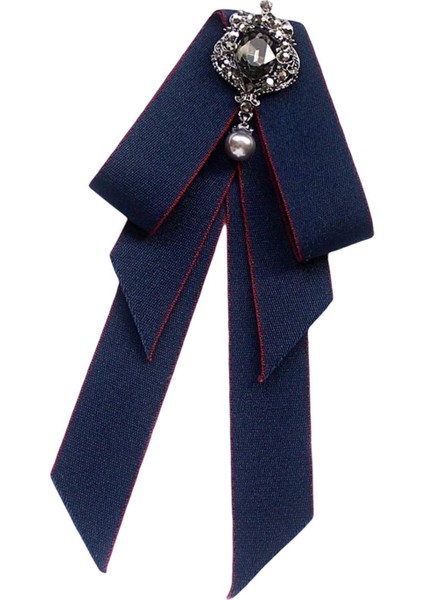 Kadınlar Bow Tie Vintage College Style Rhinestone Kravat Balo Hediye Elbisesi Lacivert (Yurt Dışından)