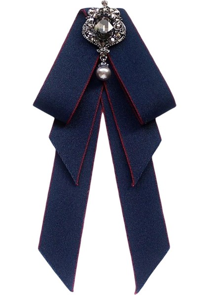 Kadınlar Bow Tie Vintage College Style Rhinestone Kravat Balo Hediye Elbisesi Lacivert (Yurt Dışından)