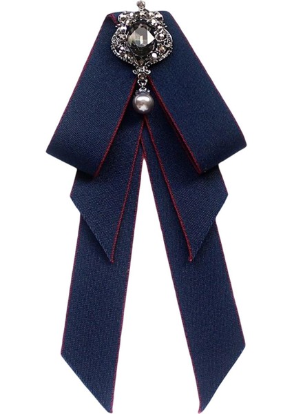 Kadınlar Bow Tie Vintage College Style Rhinestone Kravat Balo Hediye Elbisesi Lacivert (Yurt Dışından)