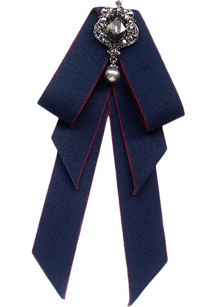 Kadınlar Bow Tie Vintage College Style Rhinestone Kravat Balo Hediye Elbisesi Lacivert (Yurt Dışından)