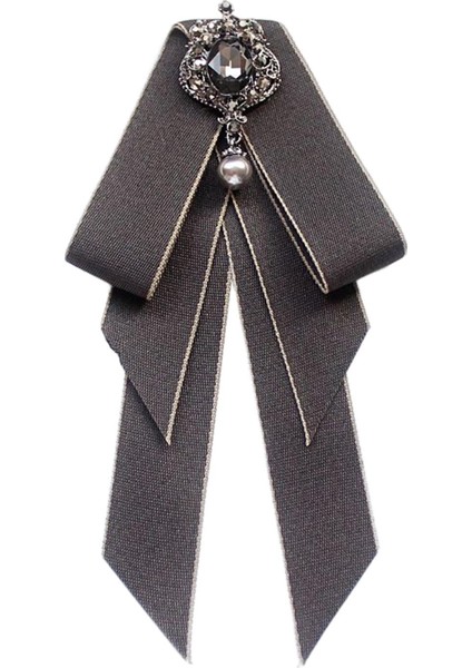 Kadınlar Boyun Boyun Vintage College Style Rhinestone Kravat Prom Hediye Elbisesi Gri (Yurt Dışından)