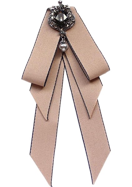Kadınlar Boyun Boyun Vintage College Style Rhinestone Kravat Balo Hediye Elbisesi Khaki (Yurt Dışından)