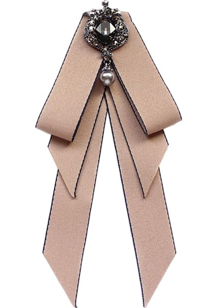 Kadınlar Boyun Boyun Vintage College Style Rhinestone Kravat Balo Hediye Elbisesi Khaki (Yurt Dışından)