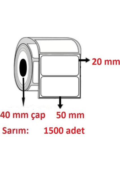 20X50 Kuşe Etiket (1500 Li) 5 RULO 7500 ADET
