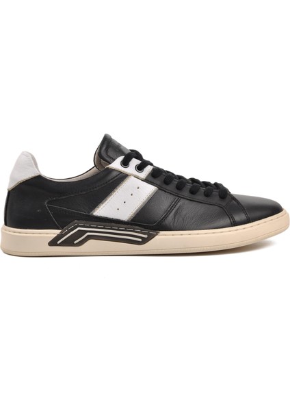 774424 Siyah Hakiki Deri Erkek Sneaker