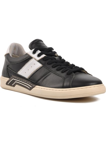 774424 Siyah Hakiki Deri Erkek Sneaker