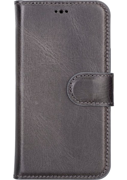 Apple iPhone 13 Mini Uyumlu Deri Cüzdanlı Kılıf Mwwn Tn1 Gri