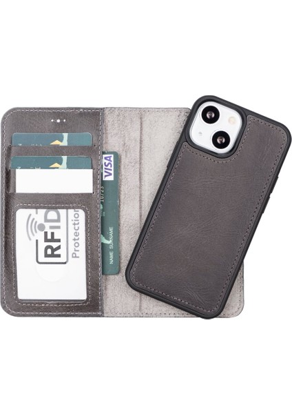 Apple iPhone 13 Mini Uyumlu Deri Cüzdanlı Kılıf Mwwn Tn1 Gri fiyatları