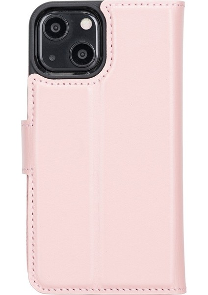 Apple iPhone 13 Mini Uyumlu Deri Cüzdanlı Kılıf Nu2 Pembe