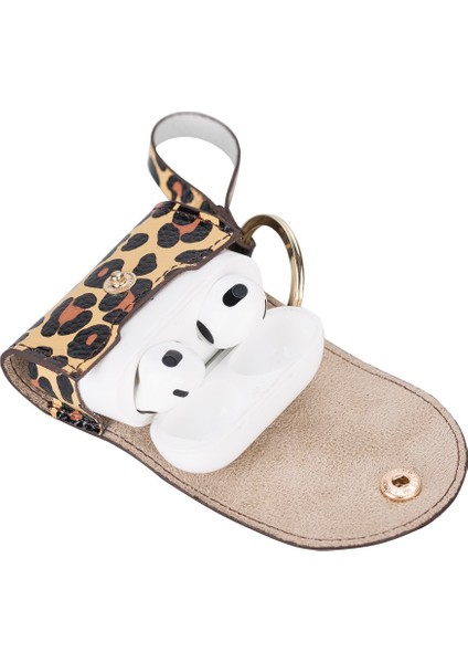 Apple Air-Podss 3.nesil Uyumlu Deri Kılıf Mai Snap Leopar indirimleri
