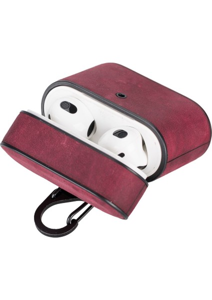 Casquet Apple Air-Podss 3.nesil Uyumlu Deri Kılıf Fuşya