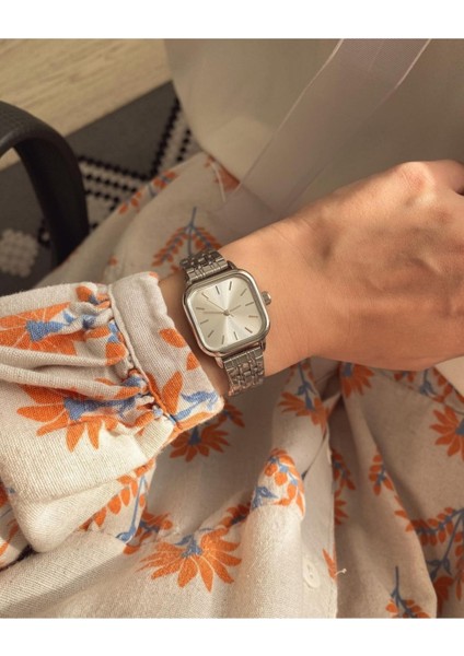 Minimal Kare Gümüş Kadın Kol Saati