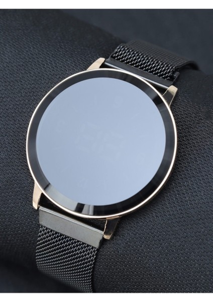 Mıknatıslı Hasır Kordon Dijital Dokunmatik Kadın Kol Saati