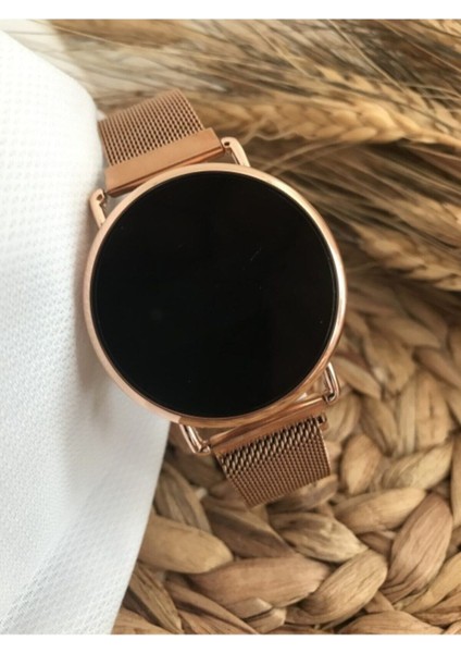 * Mıknatıs Kodron Bayan Kol Saati 'dokunmatik Ekran' Roze Gold Özel