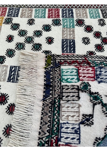 El Dokuması Dekoratif Kilim Yün Kilim Çok Renkli 80 x 93 cm modelleri