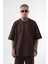 Oversize Premium Caddy Flamli Jersey T-Shirt Kahve 1