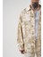 Oversıze Desenli Denim Kot Ceket / Camel 4