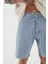 Loose Fıt Denim Bermuda Şort Açık Mavi 4