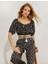 Crop Bluz Etnik Baskılı Lastik Detaylı 1