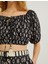 Crop Bluz Etnik Baskılı Lastik Detaylı 5