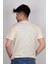 L60UFQ102 Krem Önü Yazılı Bisiklet Yaka Erkek T-Shirt 3