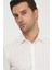 Beyaz Slim Fit Dokuma Klasik %100 Pamuk Gömlek 3