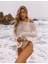 File Detaylı Yırtmaçlı Bikini Üstü Kolları Valonlu Uzun Kol Pareo Triko Bluz 1