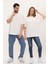 Unisex Kırık Beyaz Oversize Bol Kalıp Basic T-Shirt (Sevgili Çift Kombini Tavsiyesi) 3