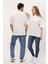 Unisex Kırık Beyaz Oversize Bol Kalıp Basic T-Shirt (Sevgili Çift Kombini Tavsiyesi) 5