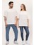Unisex Kırık Beyaz Oversize Bol Kalıp Basic T-Shirt (Sevgili Çift Kombini Tavsiyesi) 3