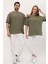 Unisex Haki Oversize Bol Kalıp Basic T-Shirt (Sevgili Çift Kombini Tavsiyesi) 2