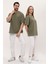 Unisex Haki Oversize Bol Kalıp Basic T-Shirt (Sevgili Çift Kombini Tavsiyesi) 3