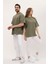 Unisex Haki Oversize Bol Kalıp Basic T-Shirt (Sevgili Çift Kombini Tavsiyesi) 5