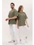 Unisex Haki Oversize Bol Kalıp Basic T-Shirt (Sevgili Çift Kombini Tavsiyesi) 4