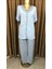 NENA-24053-Kadın Kısa Kollu Önden Açık Pijama Takımı-Mavi 1
