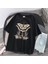 Butterfly & Mushrooms Siyah Oversize T-Shirt 2